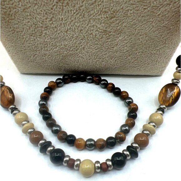 Vintage Chaps Beaded Necklace & Bracelet Set.  C23 - Picture 6 of 16